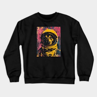 Vintage and vivid jack russel mix dog astronaut portrait Crewneck Sweatshirt